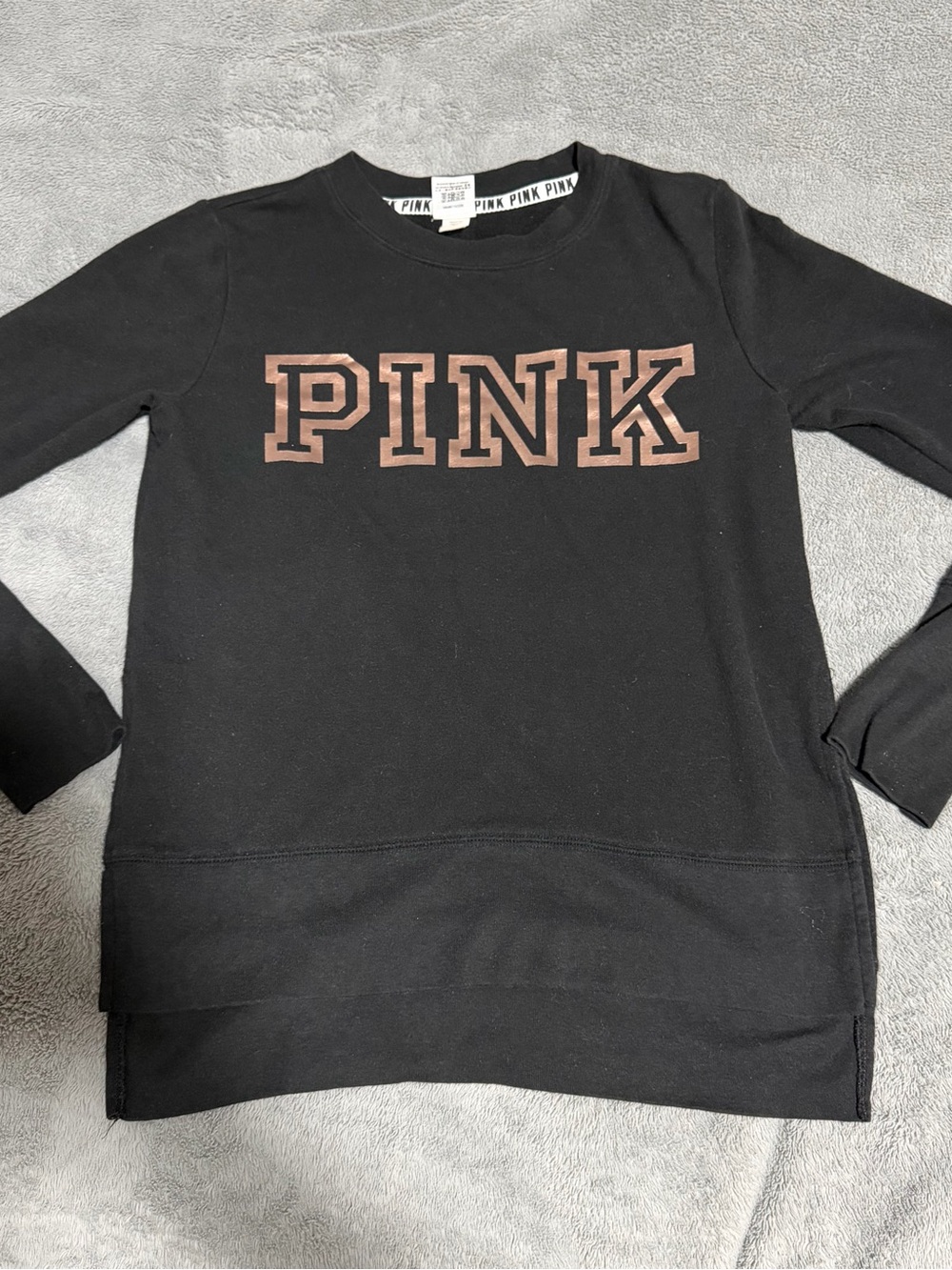 PINK Victoria's Secret Black Sweatshirt with rise gold Logo